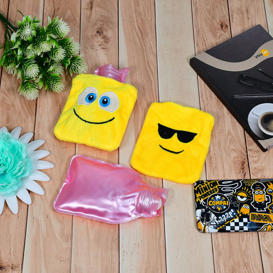 6535 1pc Mix Emoji Designs Small Hot Water Bag With Cover For Pain Relief Neck Shoulder Pain And Hand Feet Warmer Menstrual Cramps. - Zidbik