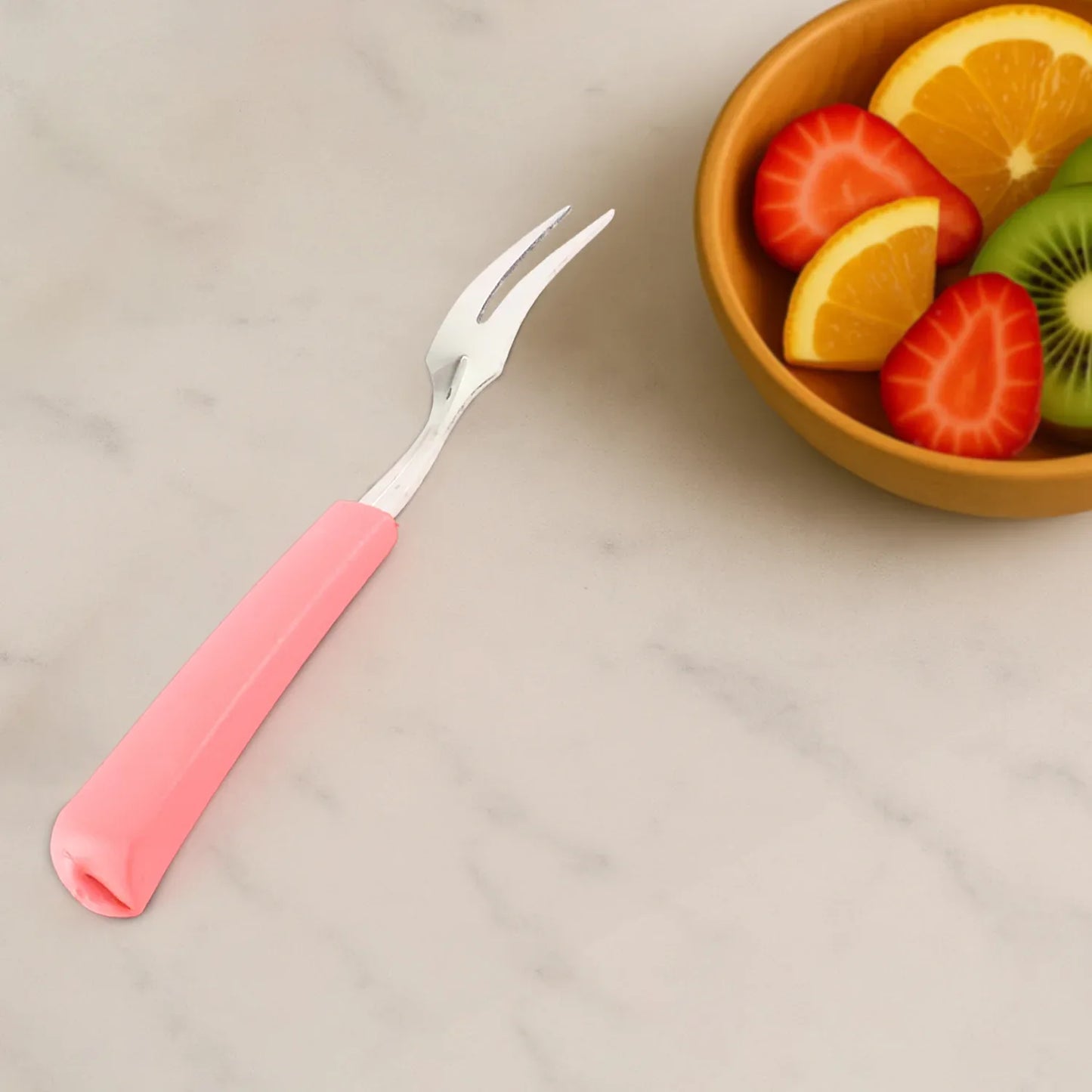Premium Stainless Steel Fruit Fork Set 10 Pieces With Soft Non-slip Handle - Zidbik