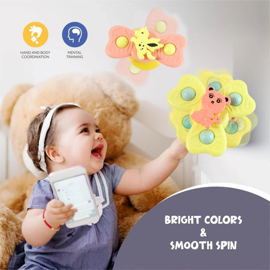 Buzzy Baby Spinner Toy Set Suction Cup Spinning Toys (3 Pc Set) - Zidbik