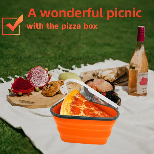 10026 Reusable Pizza Storage Containers With 5 Microwavable Serving Trays Silicone Container Expandable Adjustable For Packing Pizza At Home Outdoor - Zidbik