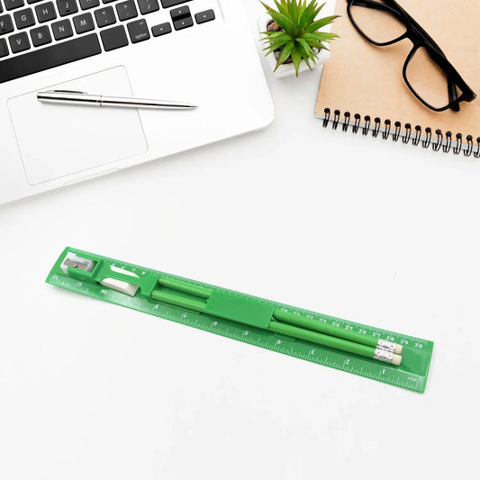 4532 School Office Set (Ruler 2 Pencils Eraser Sharpener) Stationary Set 5 Items Educational Item For School Going Kids Stationary Set For Girls Boysstationary For Schoolgift Pack For Girls Kidsbirthday Gift Kids (5 Pc Set ) - Zidbik