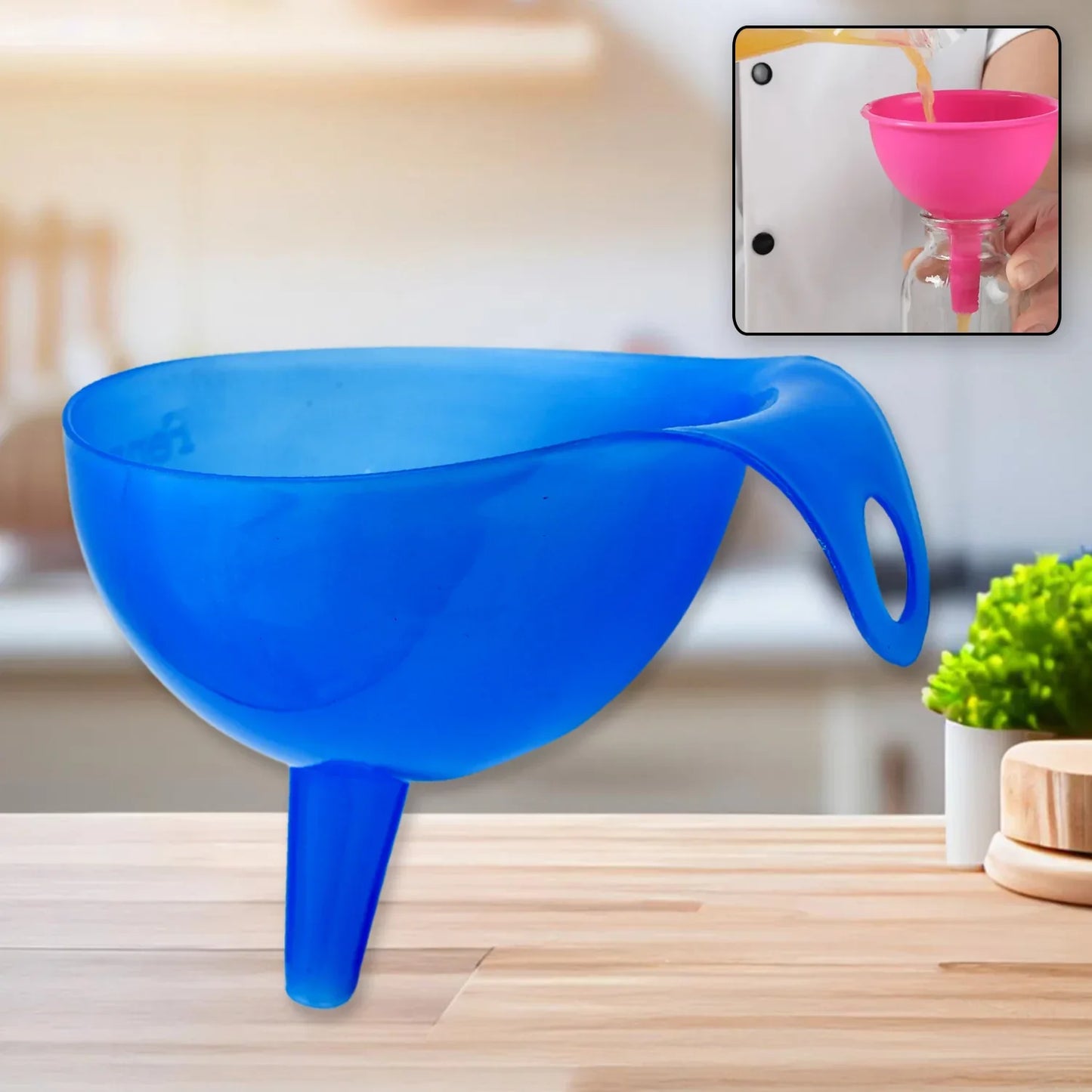 17555 Plastic Funnel For Pouring Oil Sauce Water Juice Cooking Oil Powder Small Food-grains Food Grade Plastic Funnel (1 Pc) - Zidbik