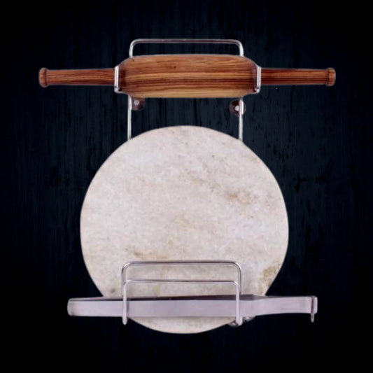 5552 Chakla Belan Chimta Stand Rolling Pin Board Tong Holder Silver Stainless Steel Multi-purpose Rack For Kitchen (1 Pc ) - Zidbik