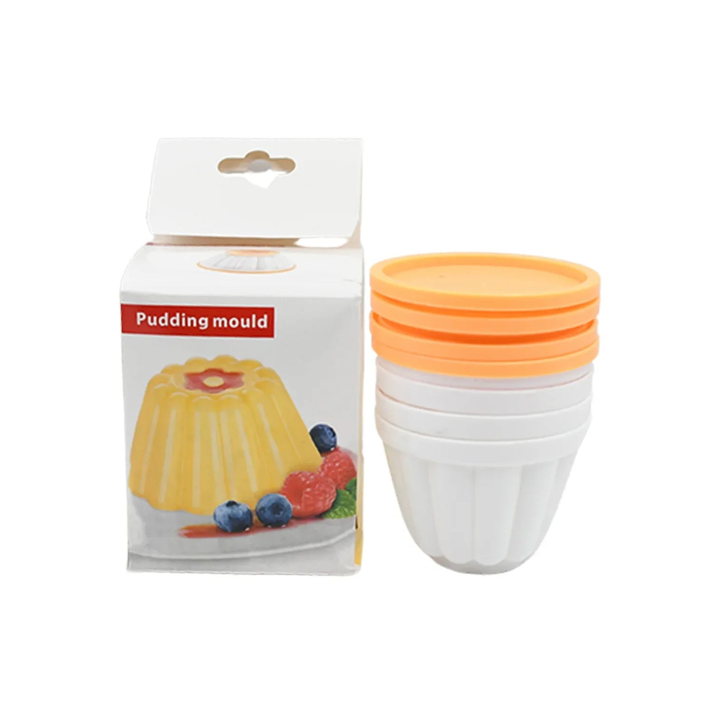 5971 Pudding Molds Custard Mould Mould For Jelly Ice Creams Set Of 4 Cups With Lid - Zidbik