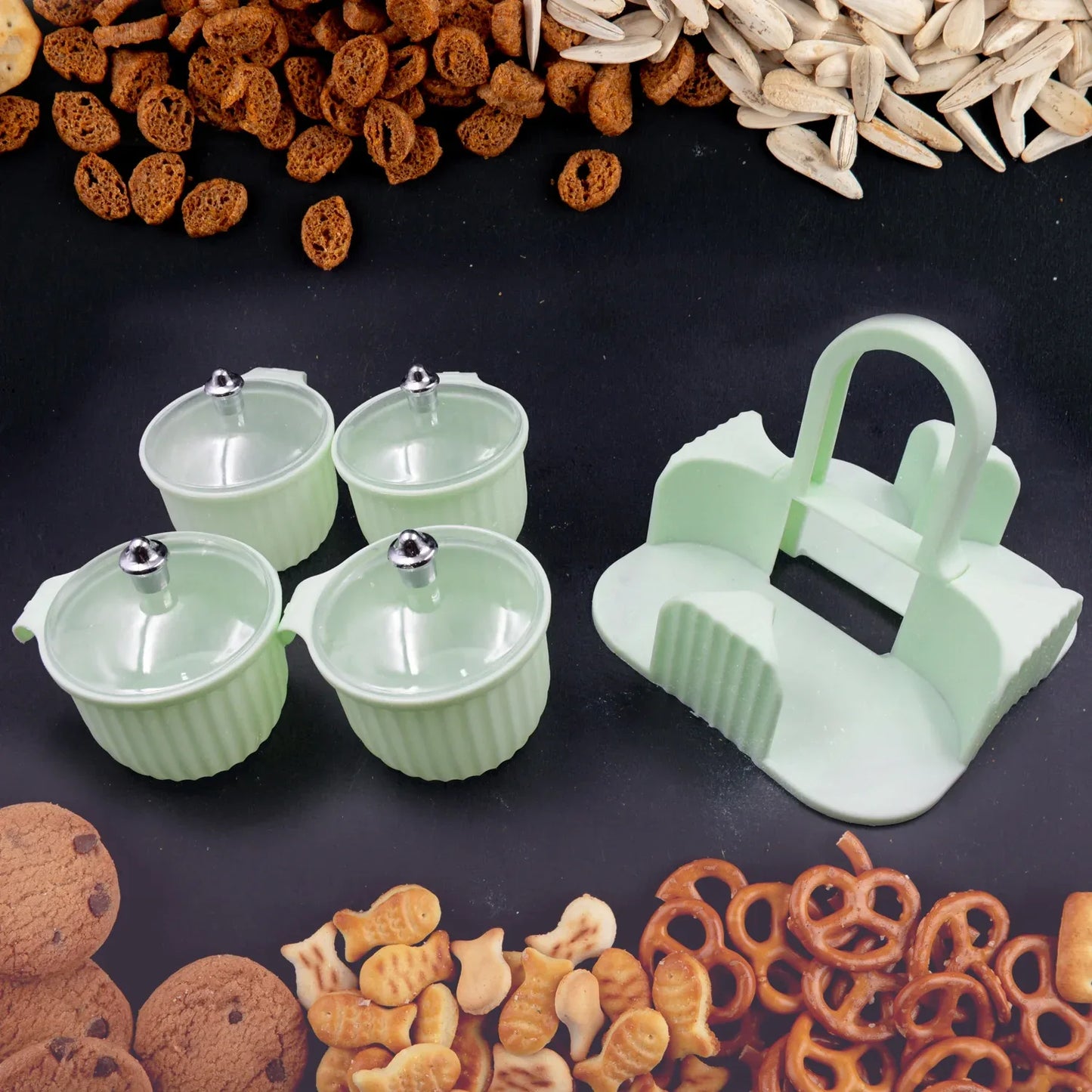 5779 Multipurpose Jar Dryfruit Set Candy Chocolate Snacks Storage Jar Masala Jar For Home And Kitchen Airtight Dry Fruit Plastic Storage Container Tray Set With Lid 4 Serving Jar Container For Sweetschipscookies(4 Pc Set) - Zidbik
