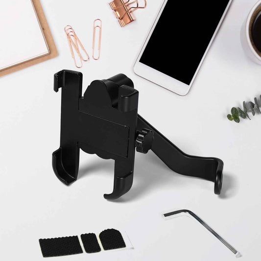 6706 Mobile Phone Holder for Bike with Easy Adjustable Rear View Mirror Mount - Solid Metal Cradle Stand for Mobile Phones