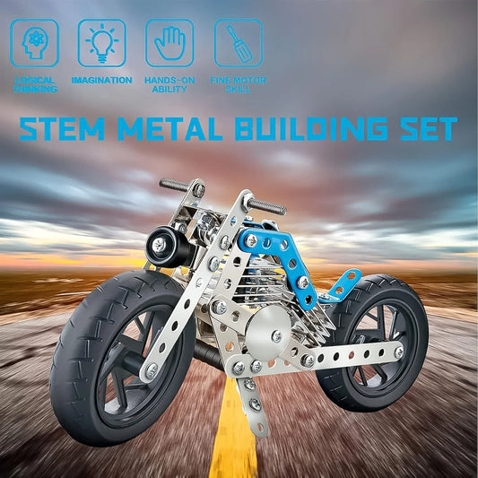 Metal Bike Creative Mechanical Construction Engineering Kit 140 Part Of Bike Tool 1 Set - Zidbik