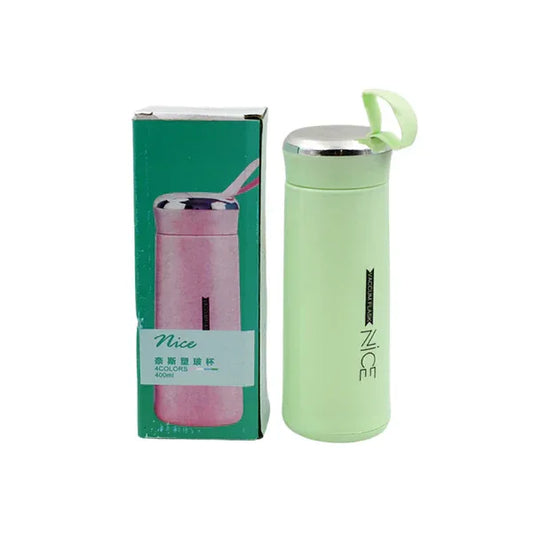 Water Bottle 400ml Leak Proof Glass Water Bottle With Daily Water Intake For Gym And Children Nice Bottle (1 Pc Light Green Color) - Zidbik