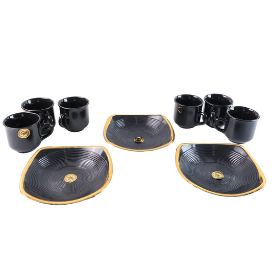 8237 Sweet Buzz Ceramic Tea Cups Mug Set With Seashell Shape Serving Bowl Milk Cup Coffee Cup Tea Cup Breakfast Cup Drinking Mug Or Outdoor For Household Gift For Birthday Wedding Party (8 Pcs Set) - Zidbik