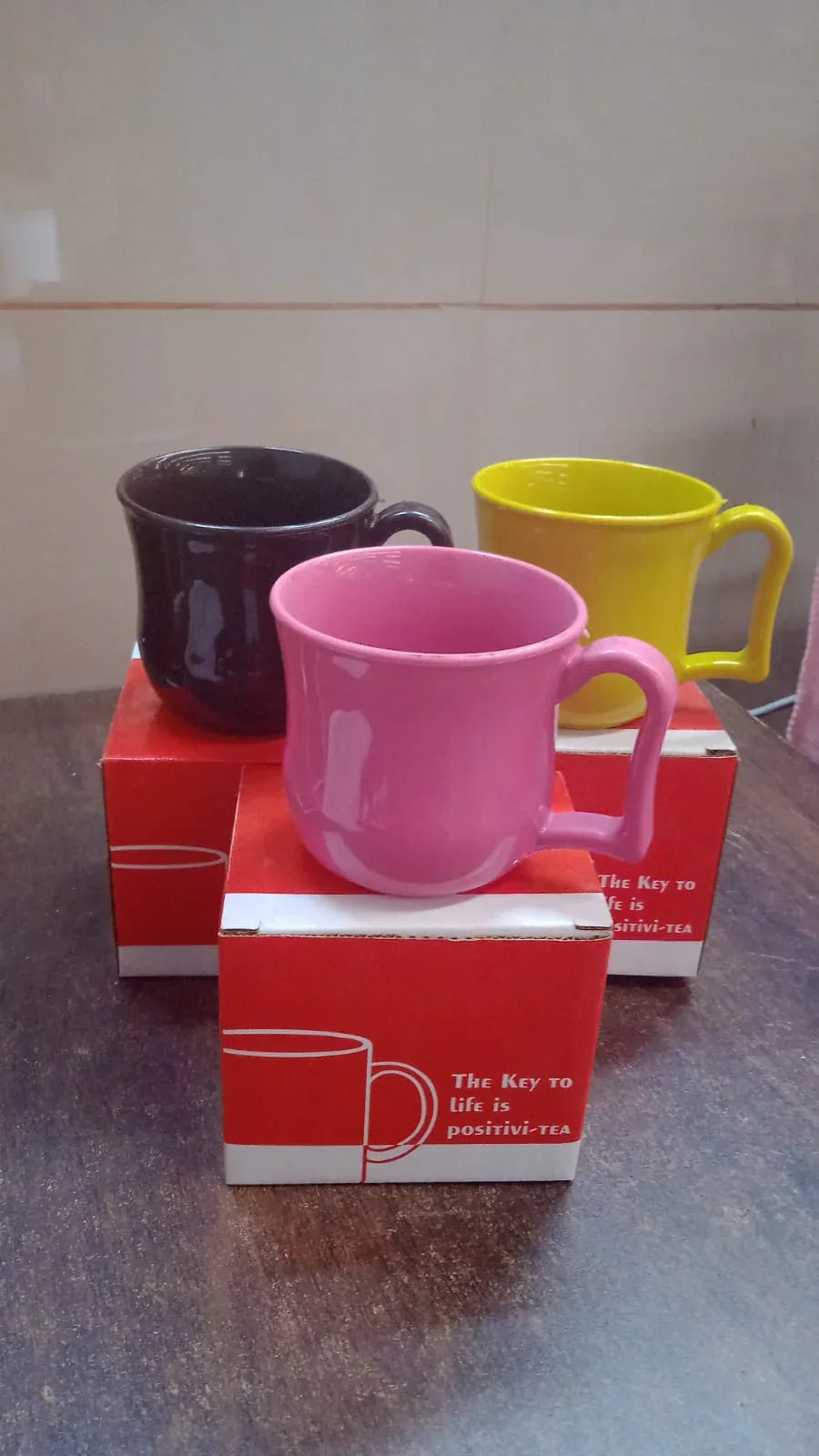 Premium Plastic Coffee Tea Cups Mug With Handle (1 Pc With Color Box Mix Color) - Zidbik