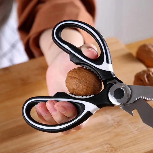 3 In1 Multi-function Kitchen Household For Vegetables Fruit Cheese Meat Slices With Bottle Opener Stainless Steel Sea Food Scissor (1 Pc ) - Zidbik