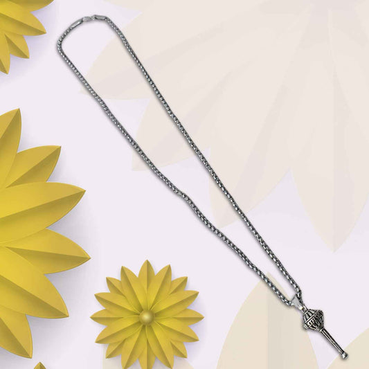 Silver Chain With Gada Pendant Locket (1 Pc)