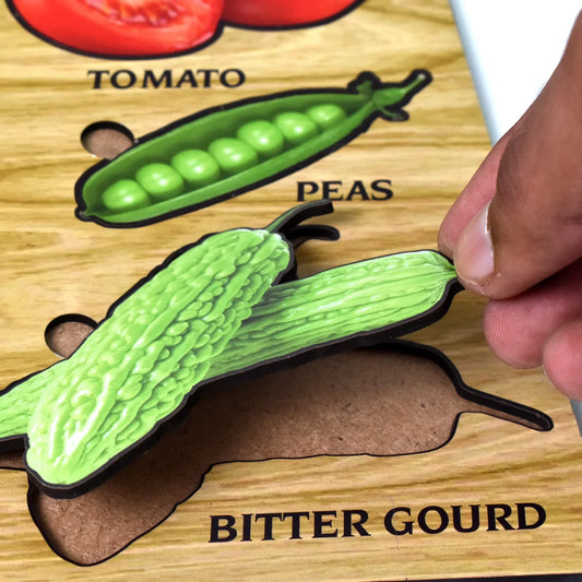 Wooden Vegetable Puzzle Learning Educational Board (1 Set 2820 Cm) - Zidbik