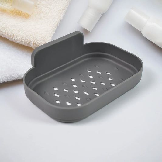 Plastic Soap Dish Holder For Bathroom Shower Wall Mounted Self Adhesive (1 Pc) - Zidbik