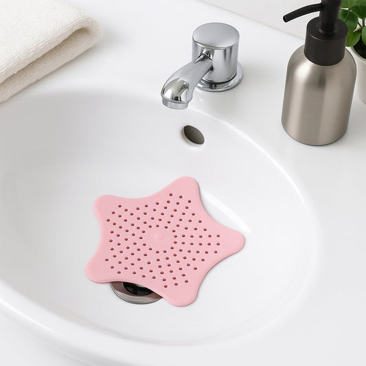 Baby Pink Silicone Star Shaped Sink Filter Bathroom Hair Catcher Drain Strainers For Basin - Zidbik