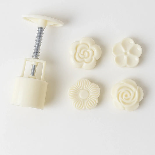 Mooncake Press Mold With 4 Stamps Set - Zidbik