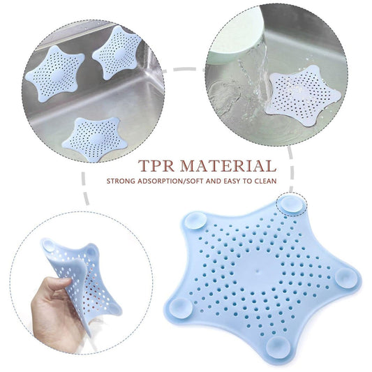 0830 Star Shape Suction Cup Kitchen Bathroom Sink Drain Strainer Hair Stopper Filter Star Shaped Sink Filter Bathroom Hair Catcher Drain Strainers Cover Trap Basin(Mix Color 1 Pc) - Zidbik
