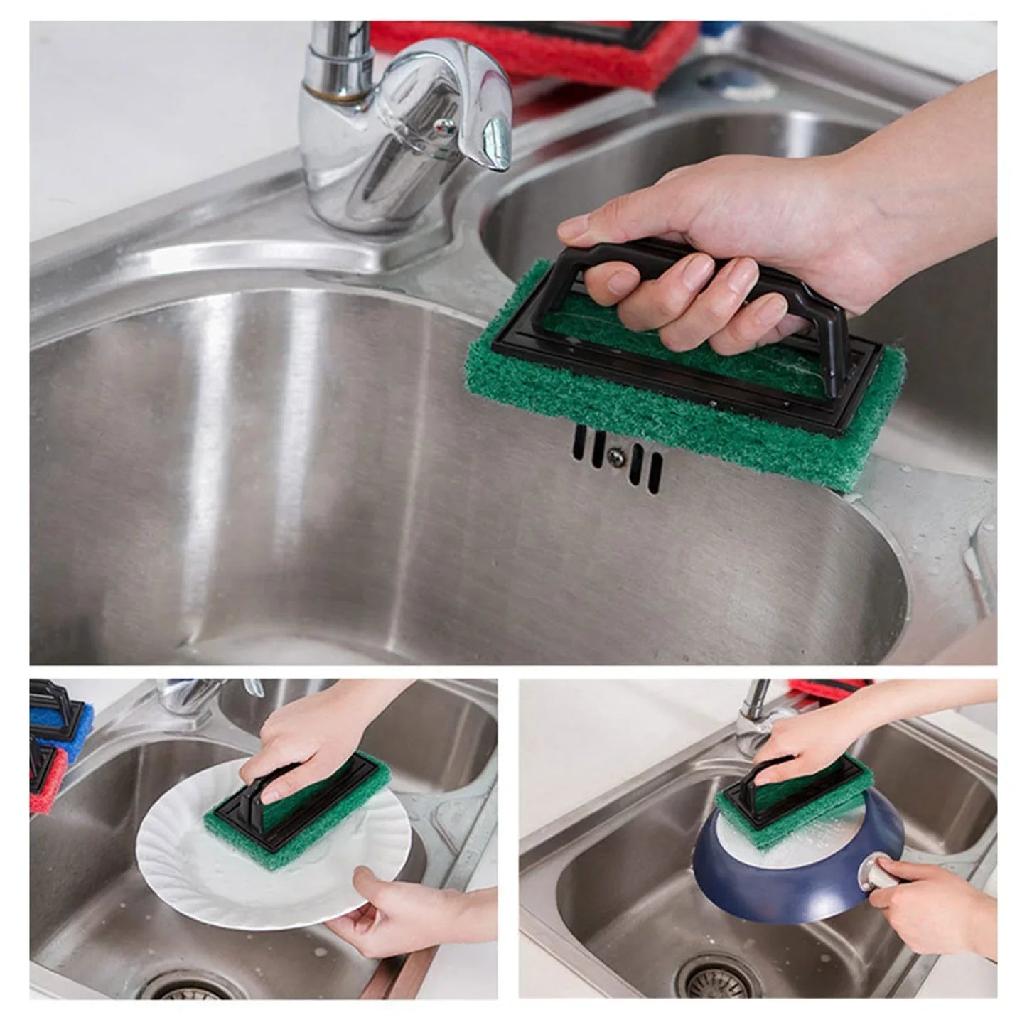 0222 Handle Scrubber Brush Widely Used By All Types Of Peoples For Washing Utensils And Stuffs In All Kinds Of Bathroom And Kitchen Places Etc. - Zidbik