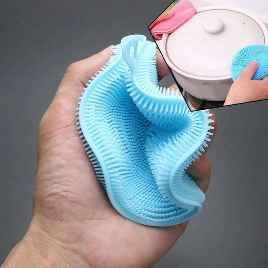 6078 Silicone Dish Scrubber Sponge Mildew Free Non Stick (Mix Color) - Zidbik