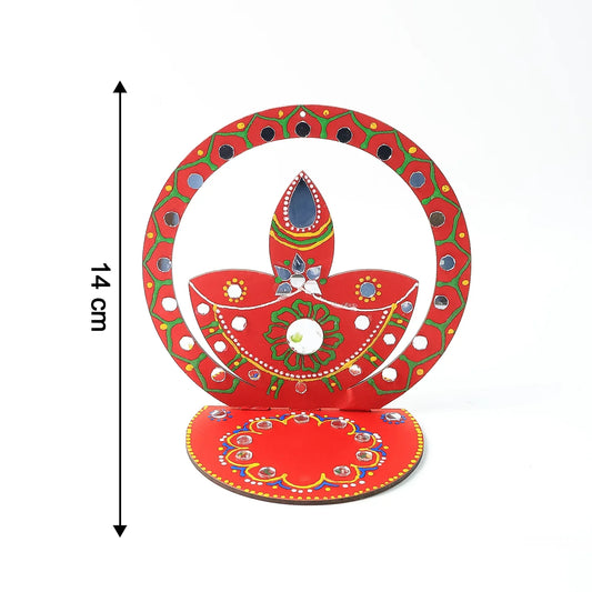 Handcrafted Wooden Decorative Diya Stand (1 Pc) - Zidbik