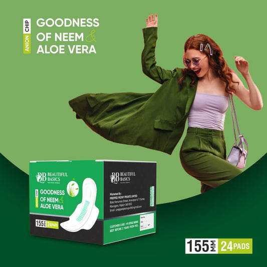0984 Sanitary Pads For Women With Goodness Of Neem Aloe Vera Ultra Thin Leakage Protection Ph Balance With Antibacterial Anion Chip (155 Mm 24 Pads) - Zidbik