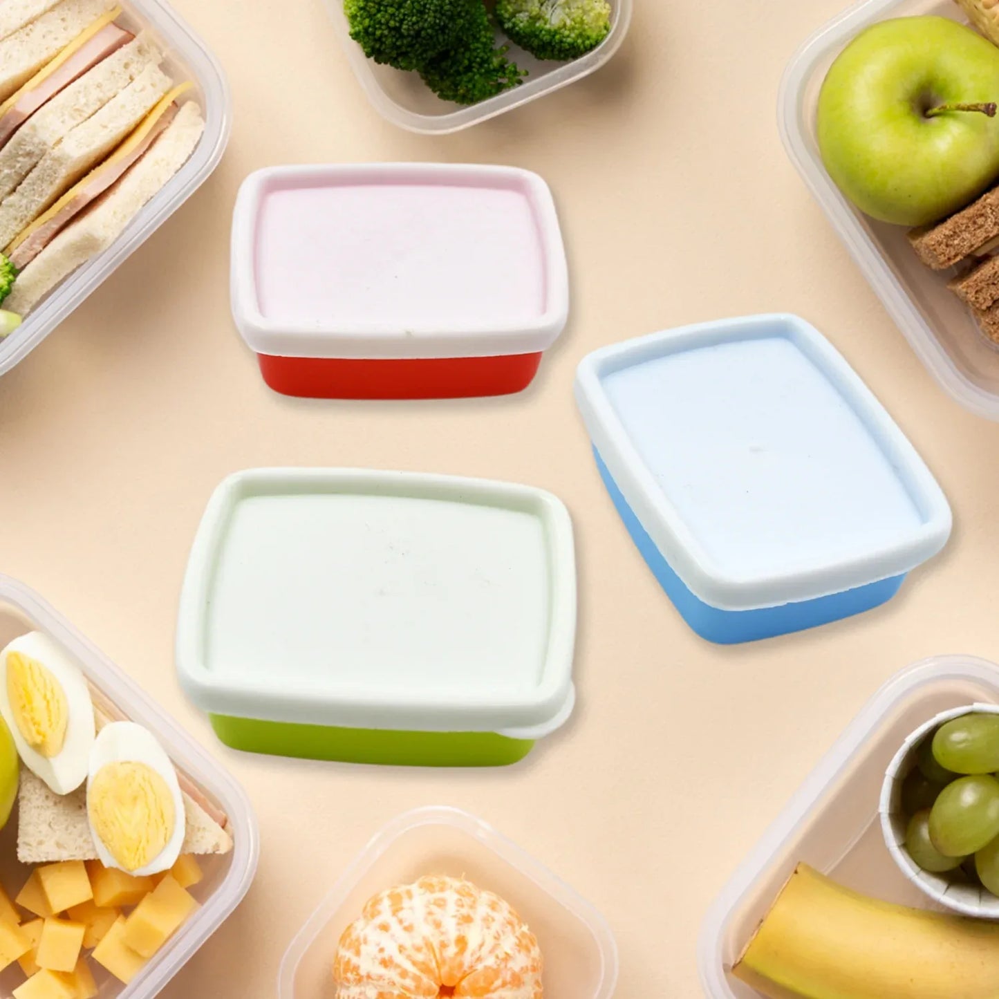 5556 Plastic Airtight Containers Set Small Plastic Container Set Rectangular Plastic Food Pickle Fridge Containers Multicolor Kitchen Storage Container (3 Pcs Set) - Zidbik