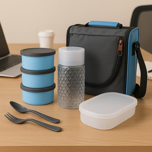 5106 All In One Lunch Box With Fabric Bag For Office School Use - Zidbik