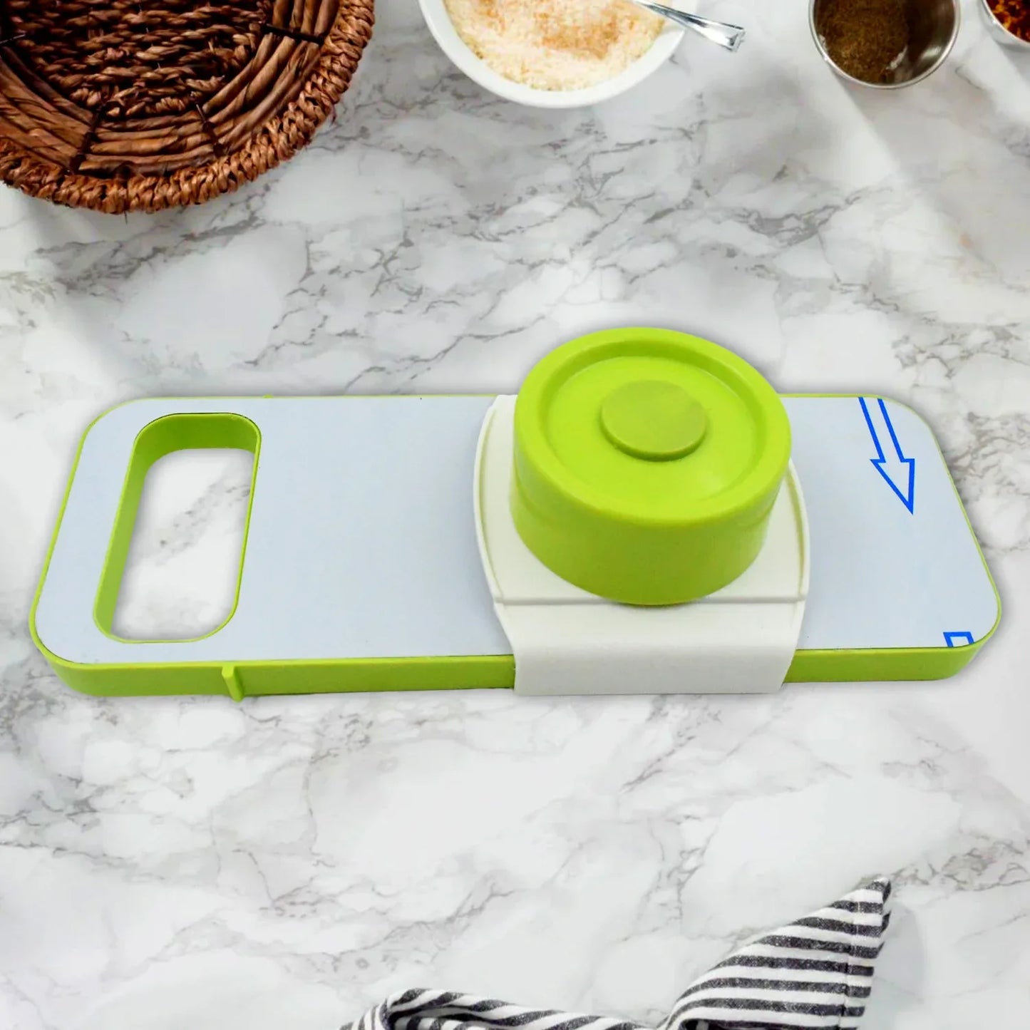 5842 Slicer For Kitchen 5 In 1 Foldable Vegetable Slicer Blade Potato Cutter Veggie Slicer Onion Slicer Julienne Grater With Protective Guards Stainless Steel Blade - Zidbik
