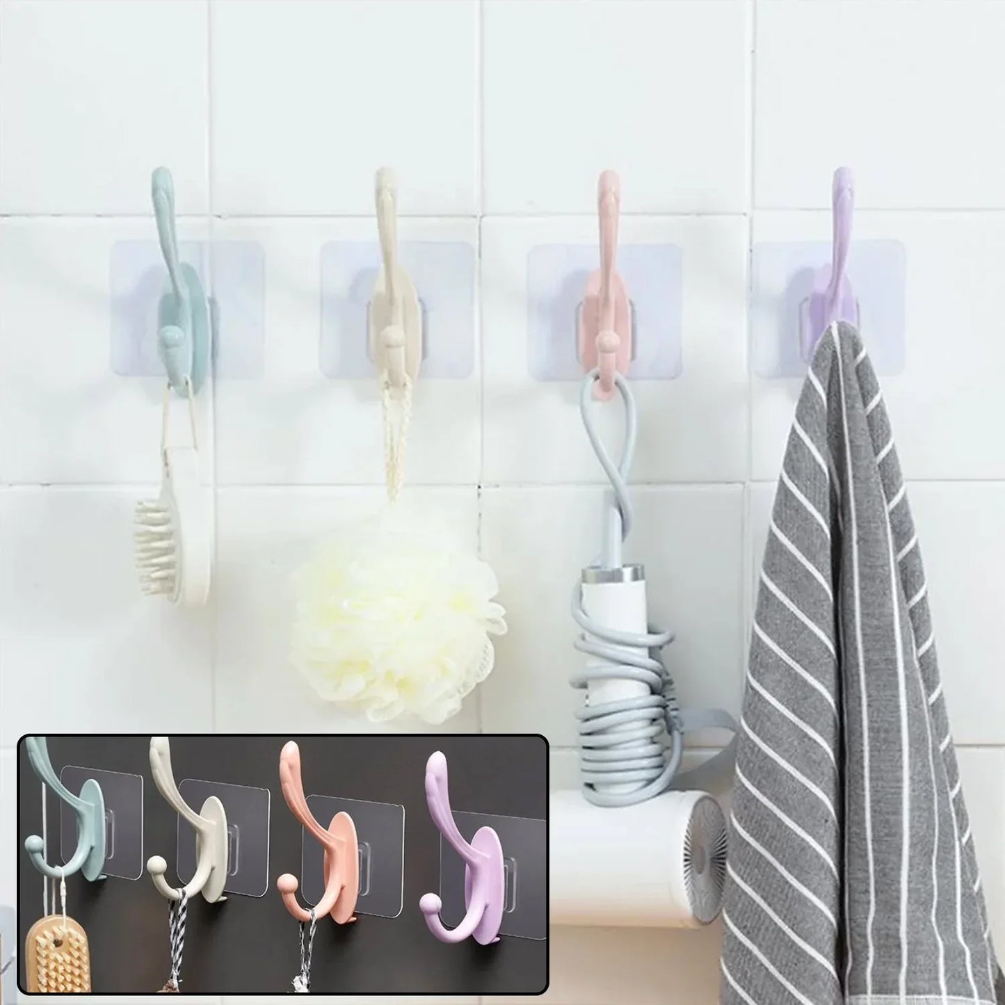 4687 Self Adhesive Plastic Wall Hook For Home - Zidbik