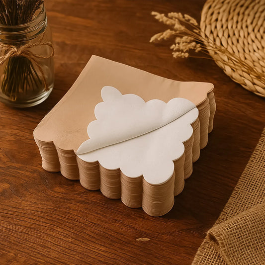 Disposable Scalloped Edge Tissue Napkins Set (120 Pc) - Zidbik