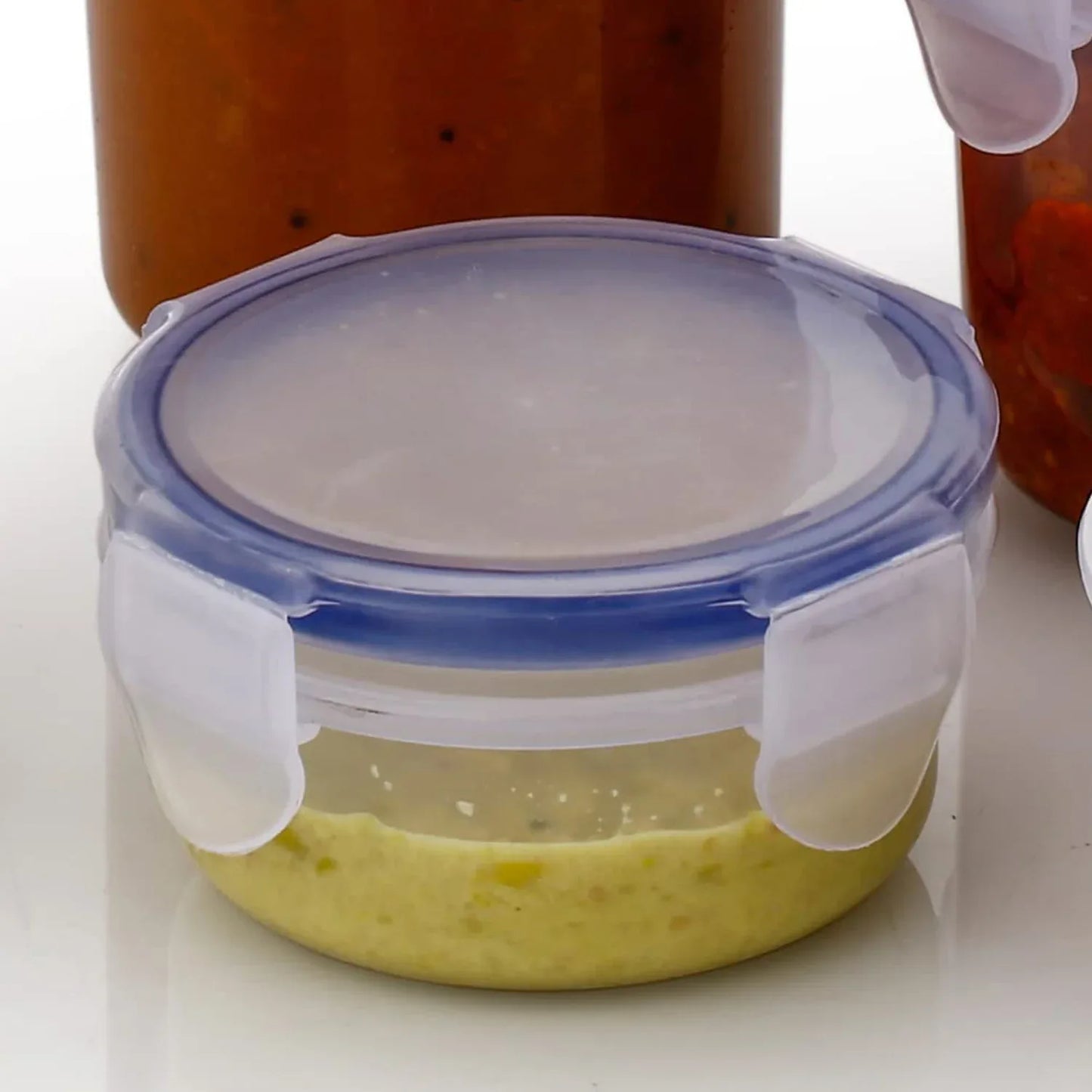 5830 Plastic Liquid Round Airtight Food Storage Container With Leak Proof Locking Lid Bpa Free Container For Kitchen 5 Pcs Set (Transparent ( Approx Capacity 110 Ml160 Ml210 Ml400 Ml500 Ml) - Zidbik