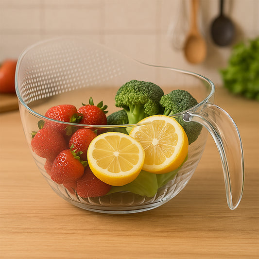 Supermom Multipurpose Transparent Plastic Bowl Basket With Handle (1 Pc) - Zidbik