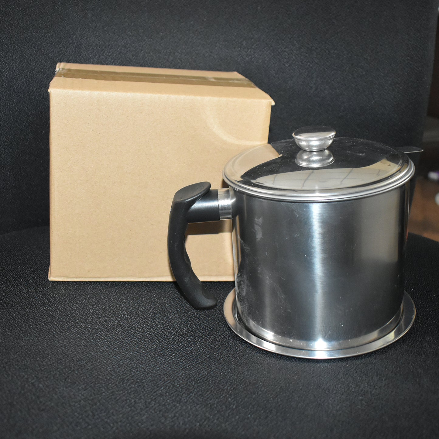 Stainless Steel Oil Strainer Pot With Lid And Filter Mesh (1 Set) - Zidbik