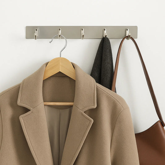 Stainless Steel Wall Mounted Coat 5 Hook Rack (26x3 1 Pc) - Zidbik