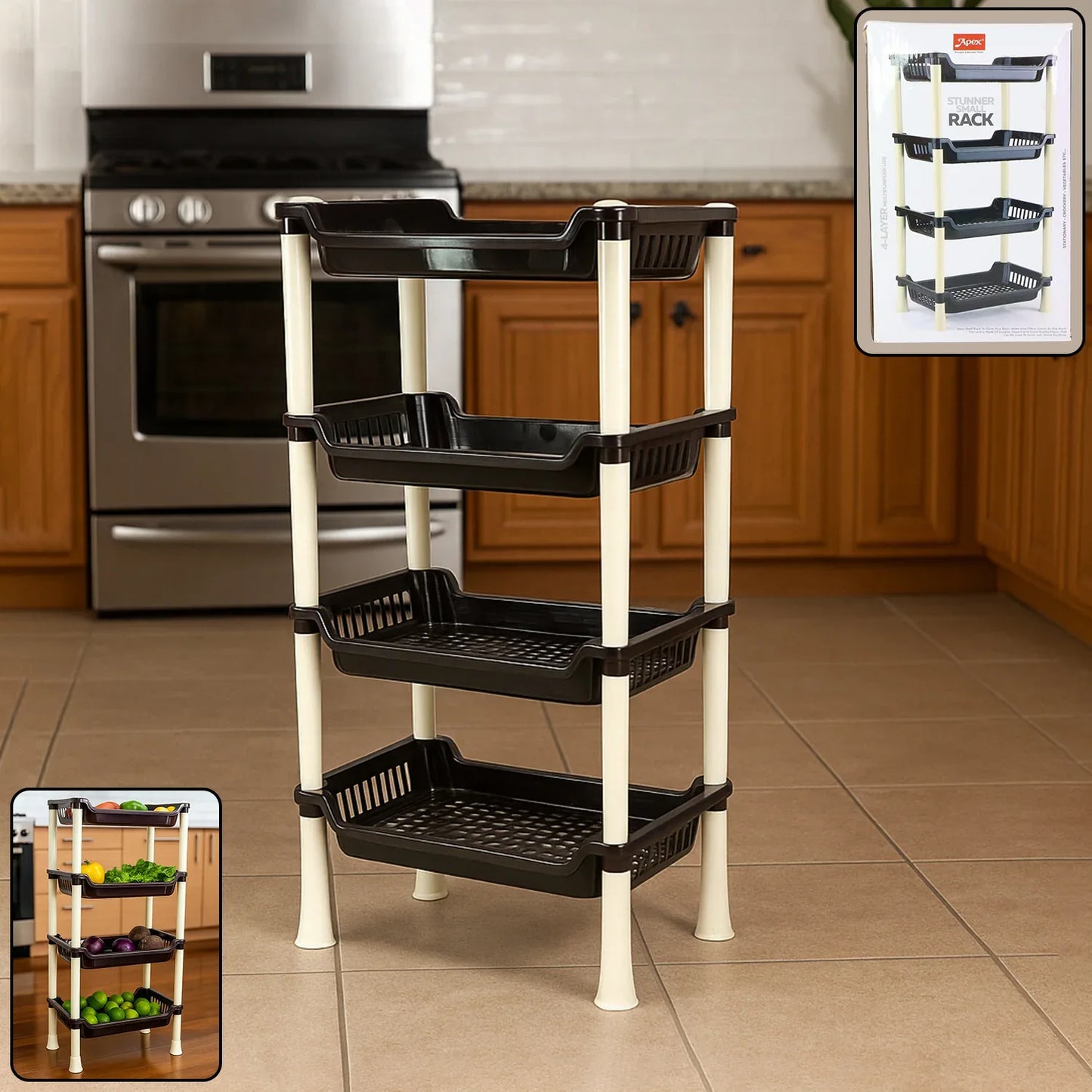 Apex 4-layer Small Multipurpose Plastic Storage Rack - Zidbik