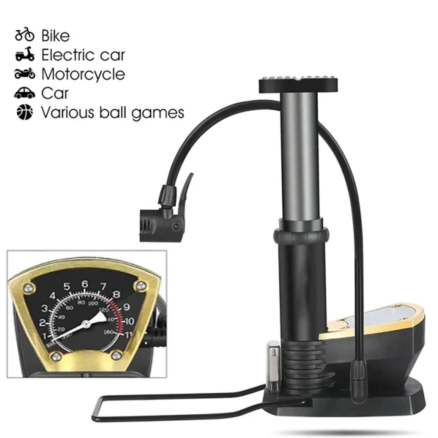 Portable High Pressure Foot Air Pump With Needle (1 Pc) - Zidbik