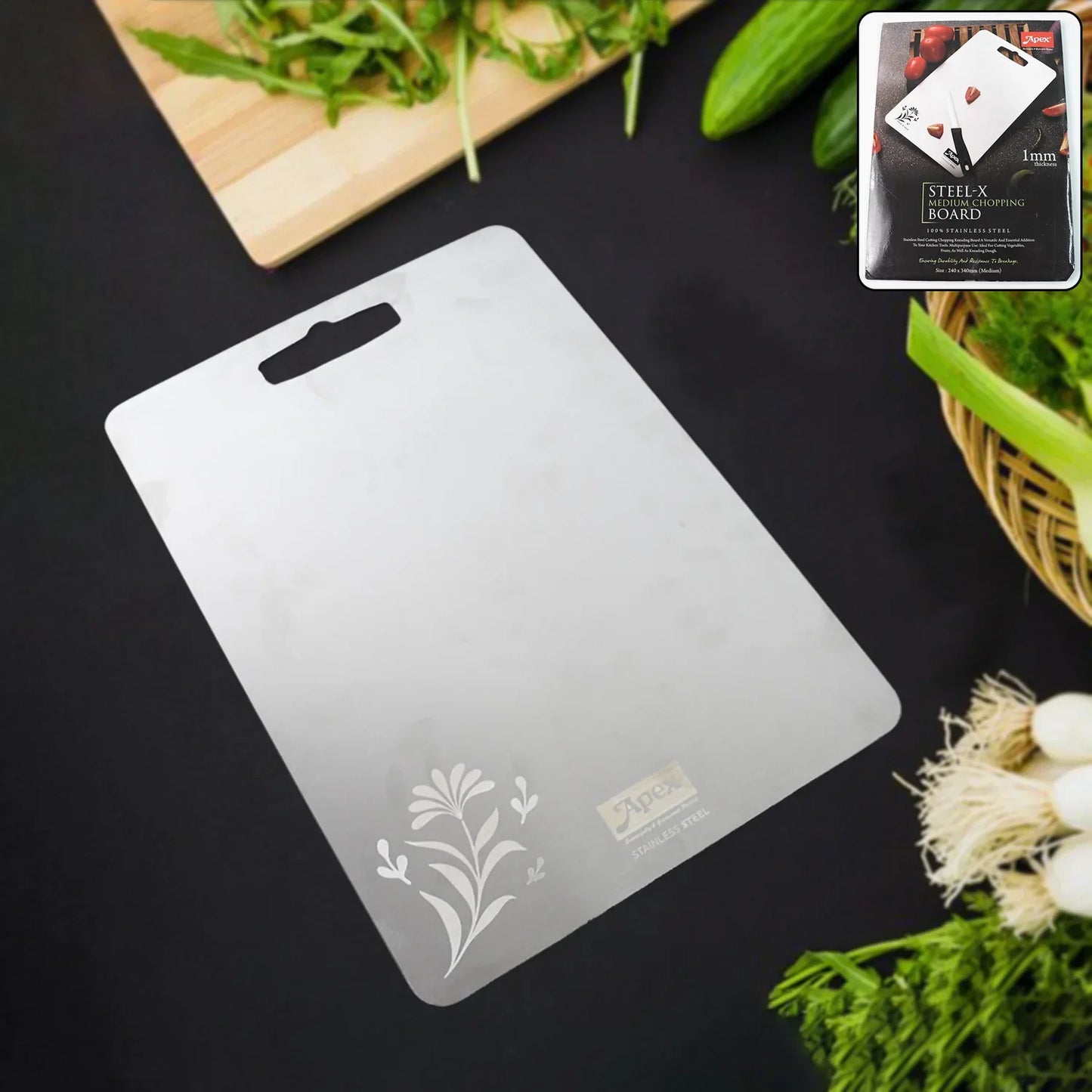 Apex Steel-x Stainless Steel Medium Chopping Board - Zidbik