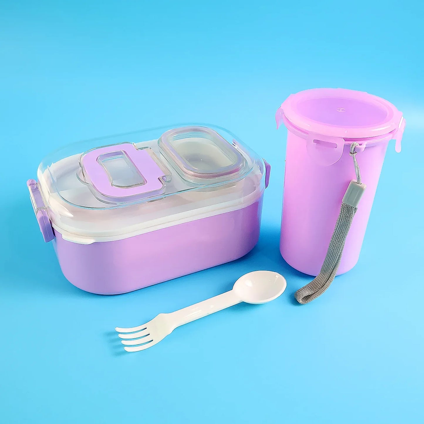 Multi-functional 1 Set Leakproof Lunch Box With Cutlery Tumbler - Zidbik