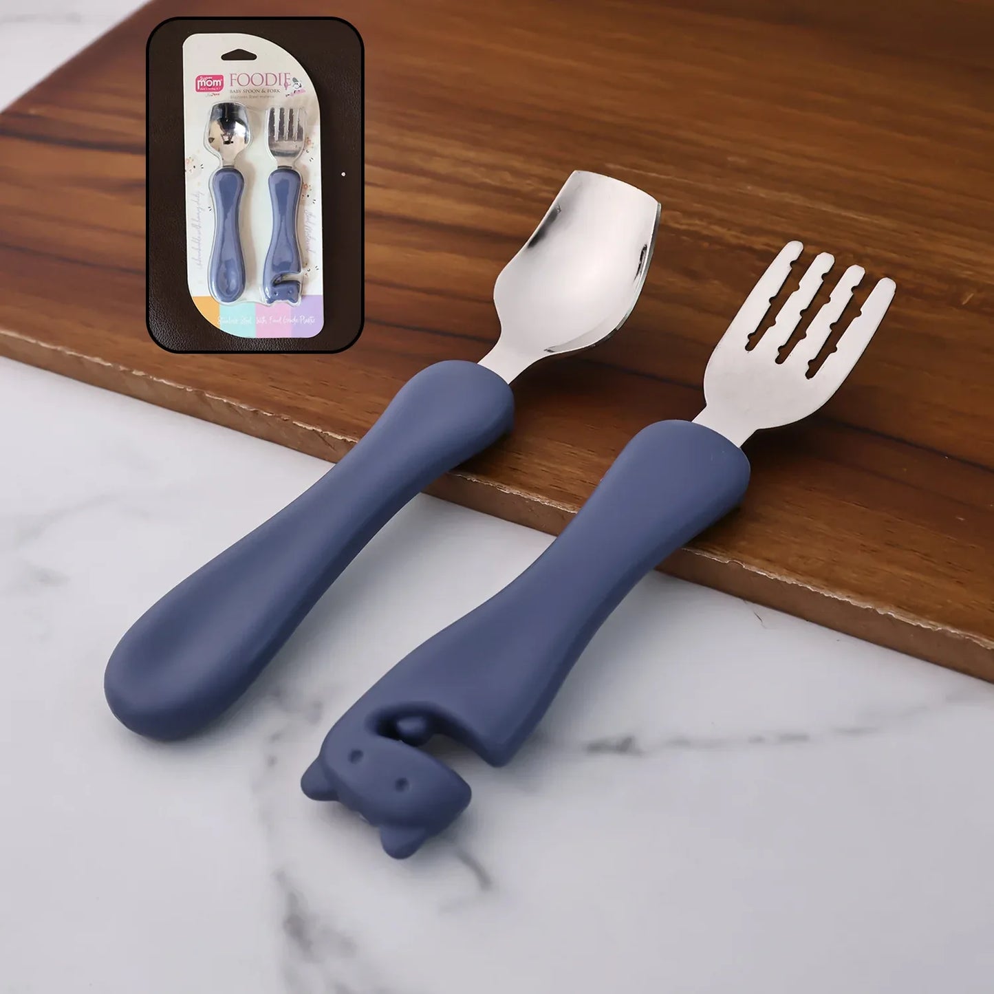 Supermom Foodie Stainless Steel Spoon Fork (2 Pc Set) - Zidbik
