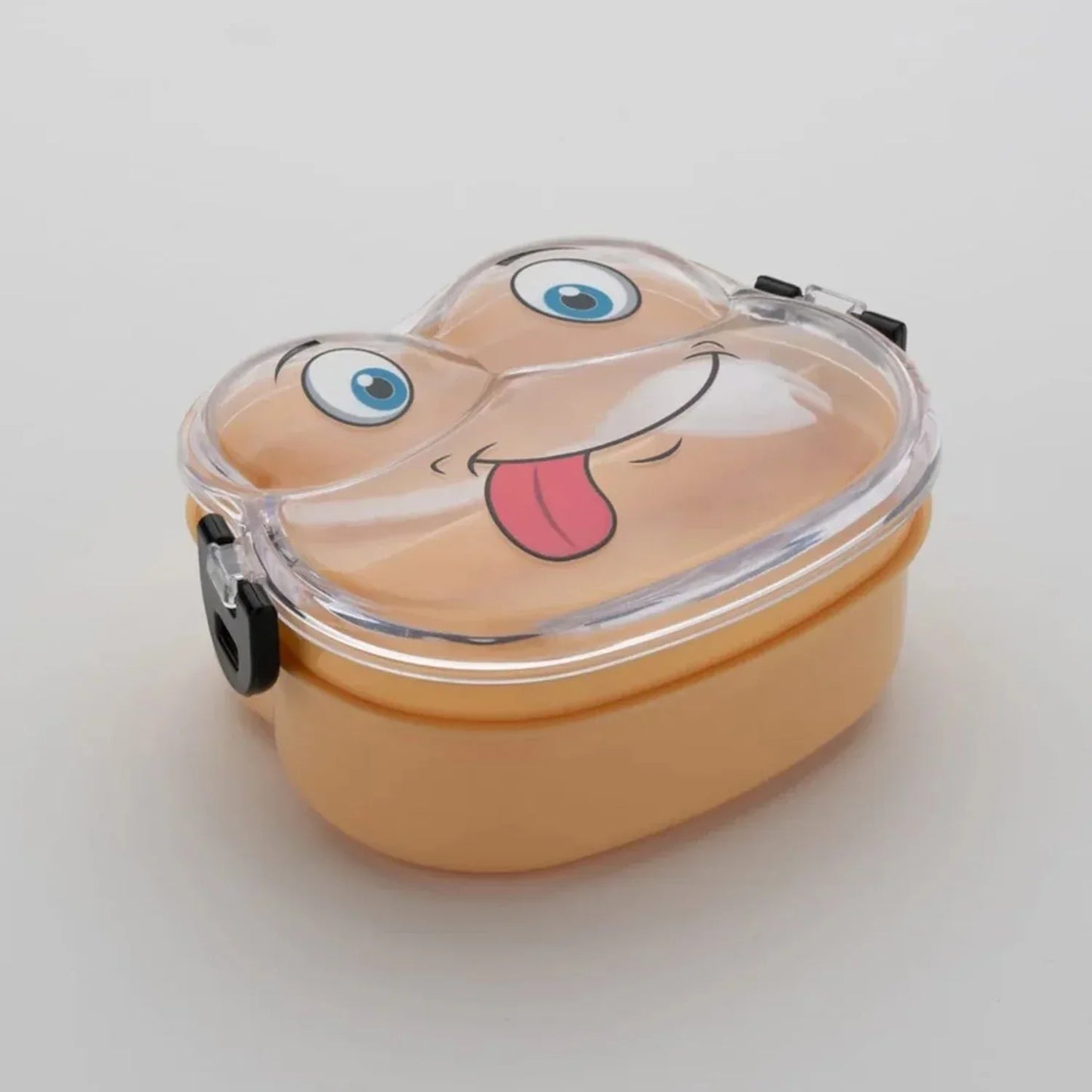 Double Layer Froggy Shape Lunch Box With Spoon (1 Pc Mix Color) - Zidbik