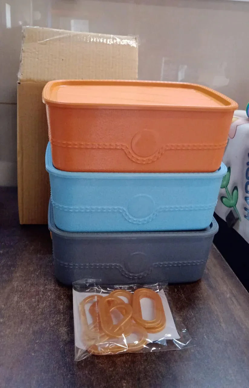 3-piece Plastic Multipurpose Storage Basket Bin Set With Handle (3 Pcs Set) - Zidbik