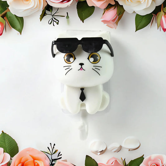 Cat Hook For Wall Cute Cat Key Hook With Sunglasses (1 Pc) - Zidbik