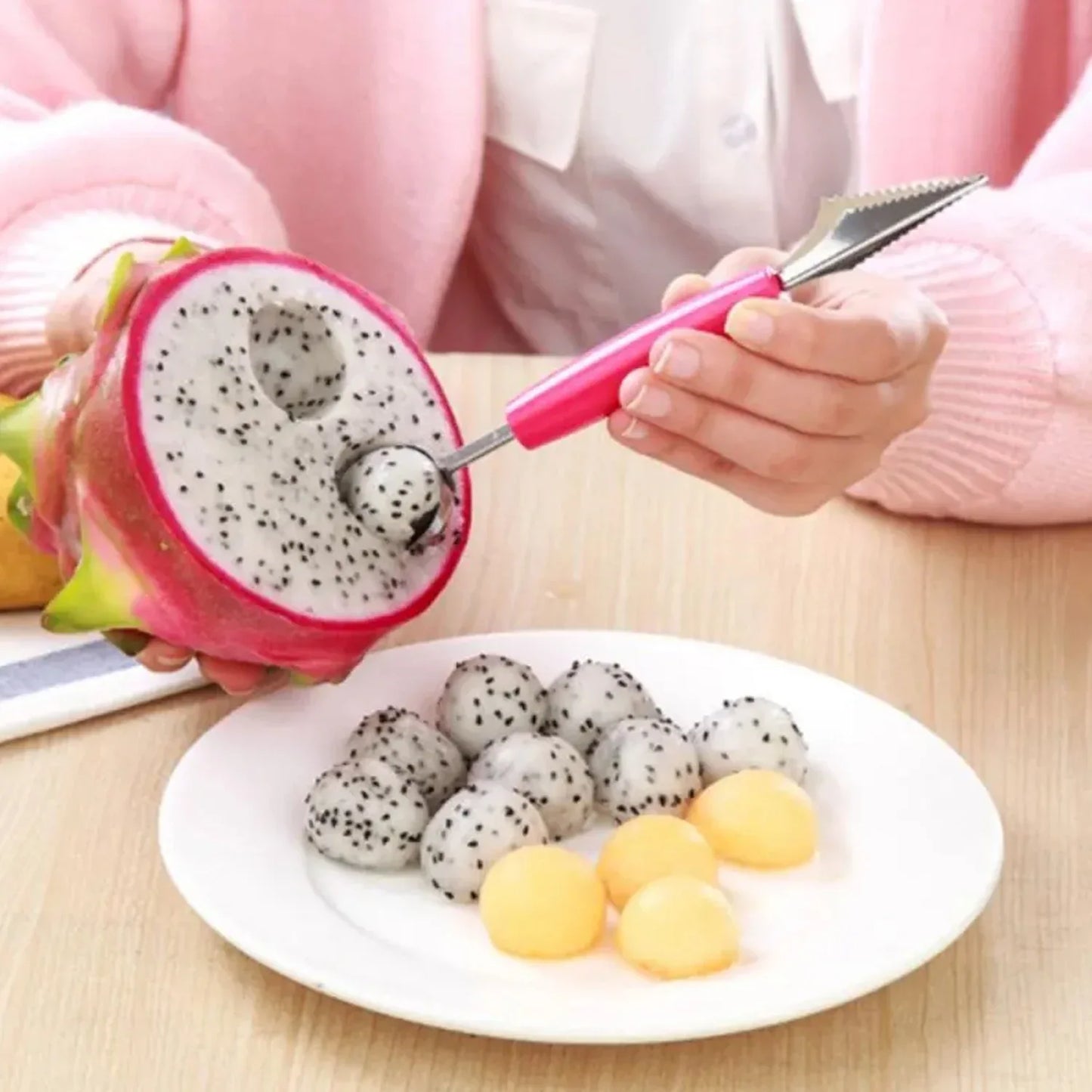 7031 Multifunctional Stainless Steel Fruit Vegetable Pattern Carving Knife Peeler Corer Spherical Dig Ball Scoop Garnishing Dig Ball Spoon Kit. - Zidbik