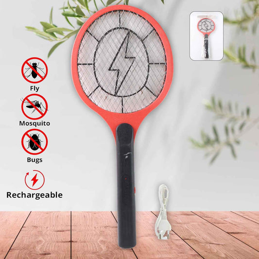 Red Electric Mosquito Killer Racket - Rechargeable with Cable