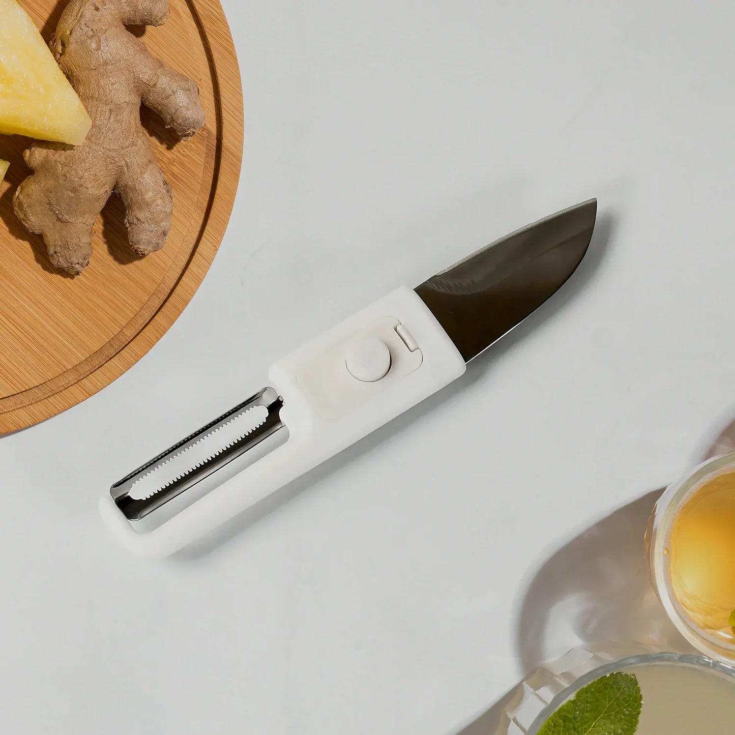 10052 Multifunctional Peeler Two In One Fruit Knife Fruit And Vegetable Cutting Knife+sawtooth Peeler Apple Carrot Potato Fruit Slice Antiskid - Zidbik
