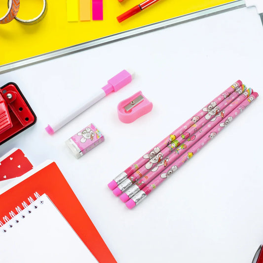 4299 Stationery Kit For Kids - Stationery Set Includes Wooden Pencil Sharpener Pencil And Eraser Set Small Diary School Supply Set Birthday Return Gift For Kids Boys Girls (8 Pc Set) - Zidbik