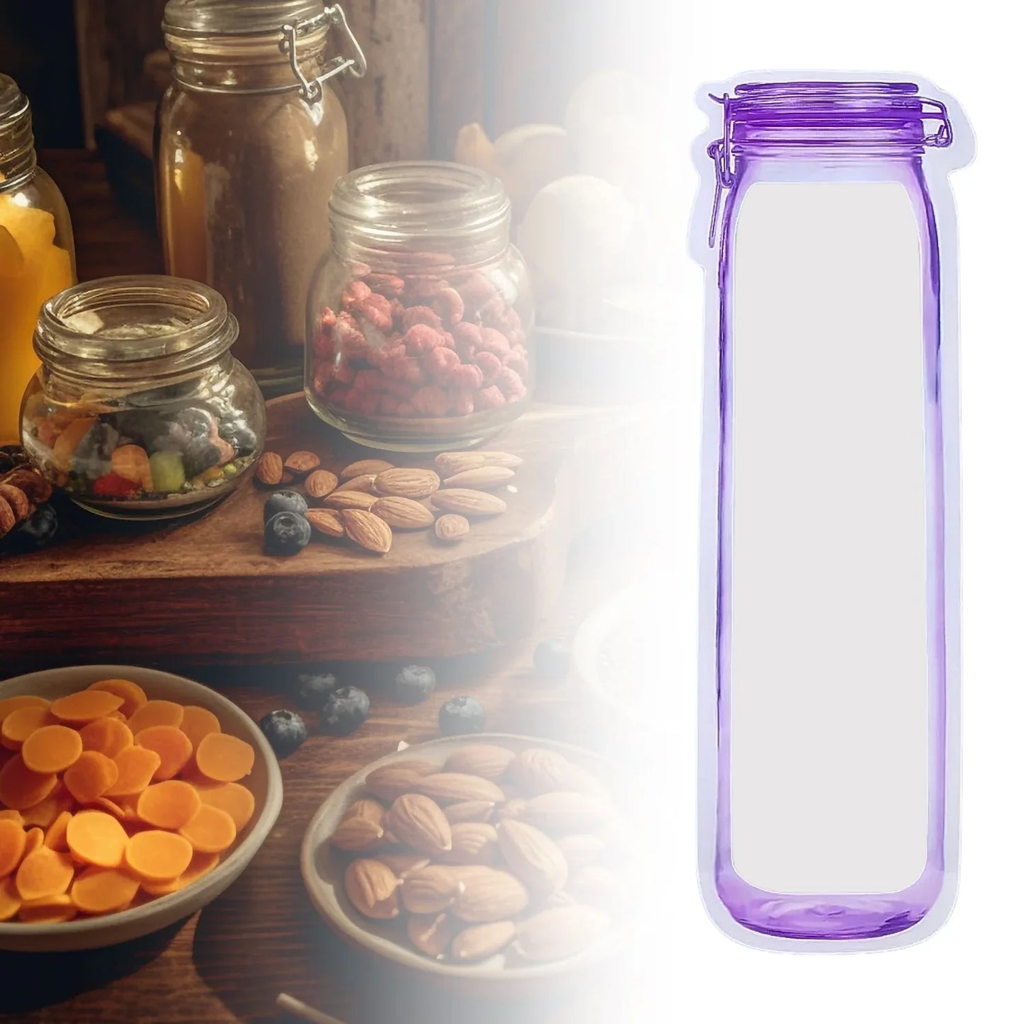 Food Storage Bag Bottles Shape Ziplock Bags Reusable (1 Pc 500 Ml) - Zidbik