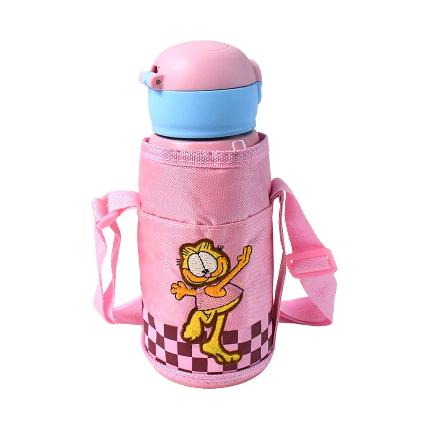 Thermos Steel Double Wall Vacuum Bottle With Cover Strap 600ml Approx - Zidbik