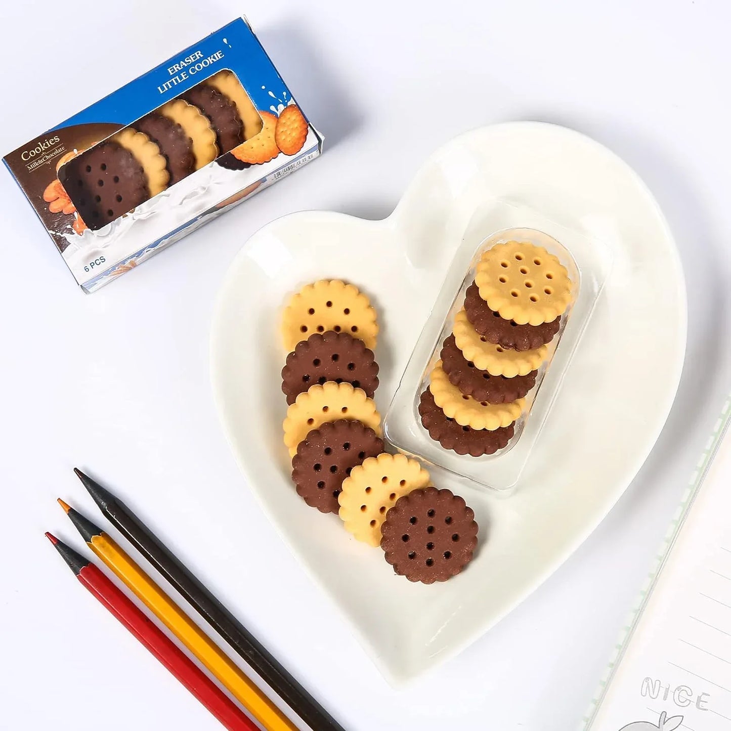 8833 Pack Of 6 Erasers Erasers Stationery School Rubber Schools Sketches Office Sign Kid Party Favour Gift Toy Gift Creative Christmas Birthday Gift In Shape Biscuits (6 Pcs Set) - Zidbik