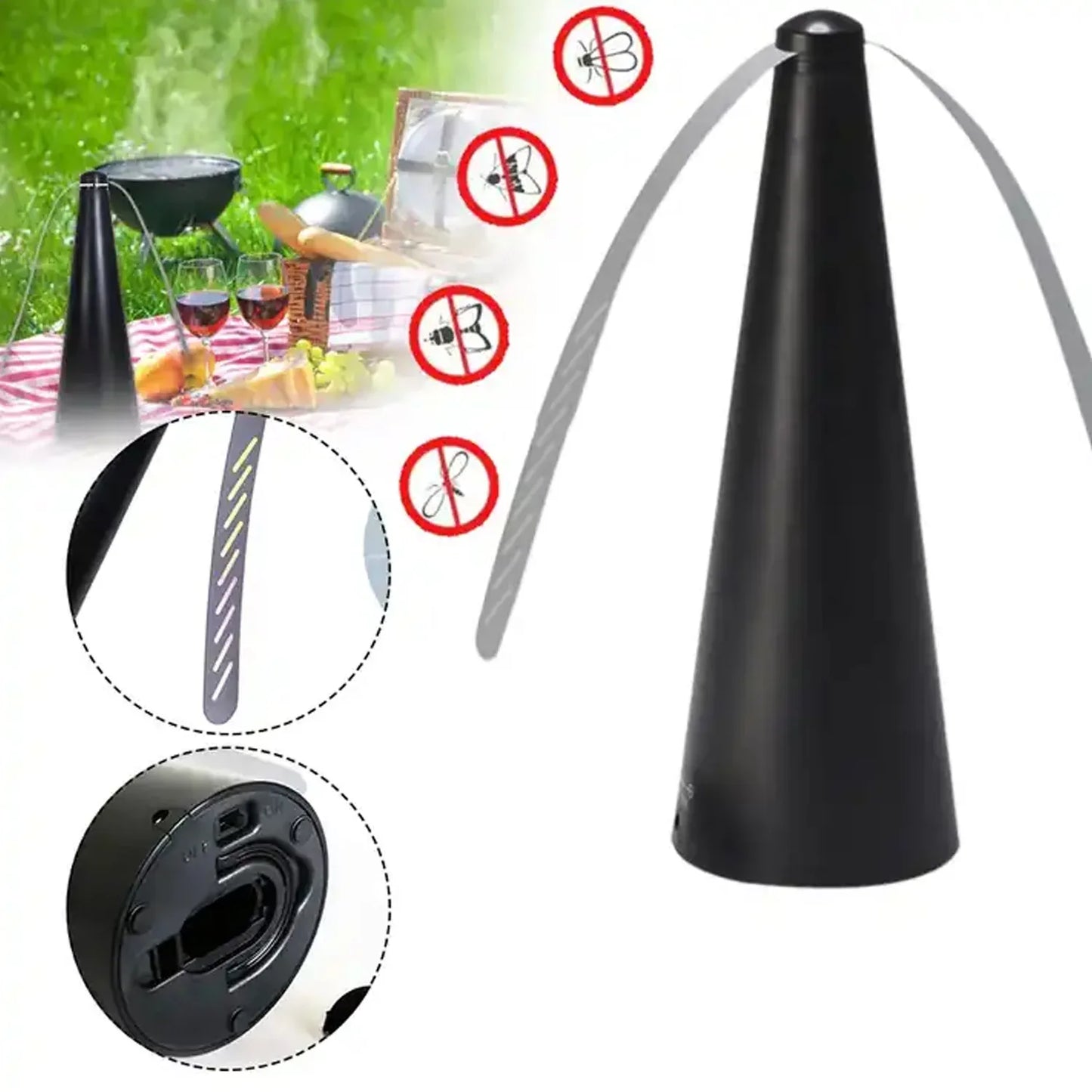 8416 Fly Protection Fan Fly Repellent Fan Non-chemical Best Solution Flies Portable Fly Protection Fan Battery And Usb Operated Table Top Insect Fly Fan For Indoor And Outdoor Use (Battery Not Included) - Zidbik
